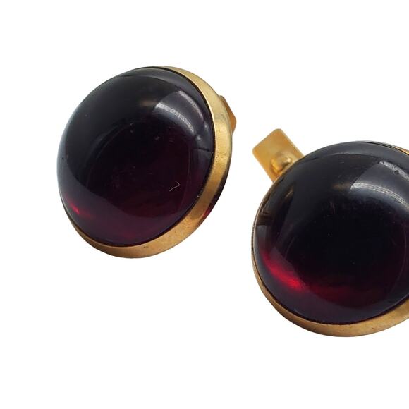 Retro Red Glass Cufflinks Love Knot Swank Correct Quality Gold Tone Link 3 Pair - Picture 5 of 9